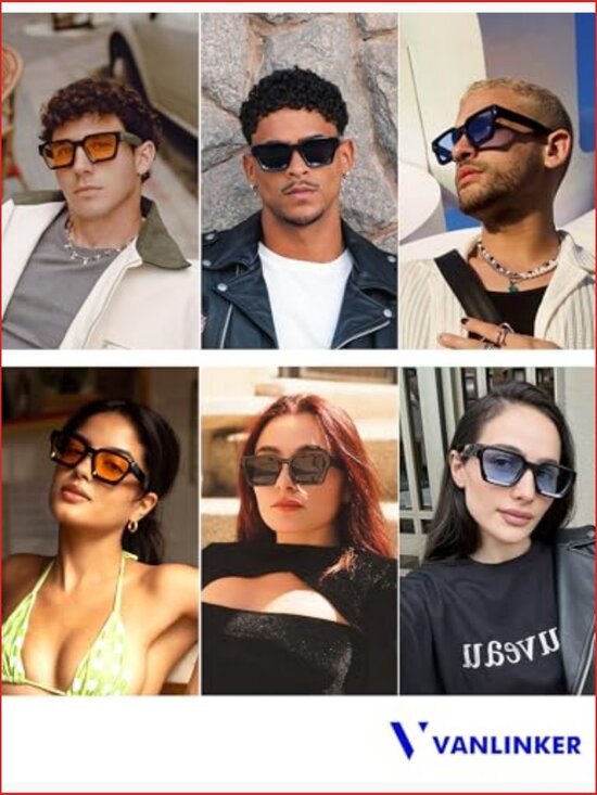 Thick Square Sunglasses Retro Chunky Rectangle UV400 Protection main image 5